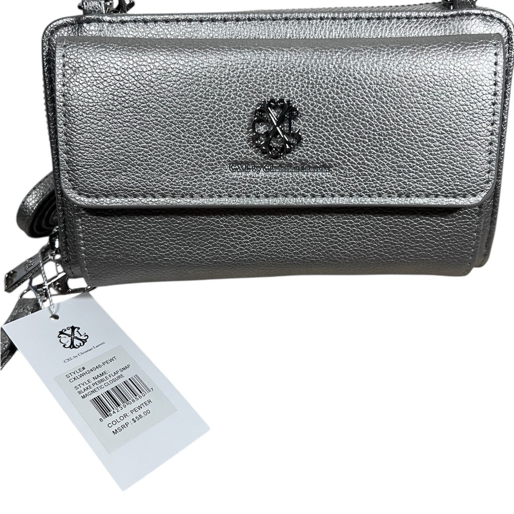 Christian Lacroix Blake Pebble Flap Zipper Wallet Wristlet